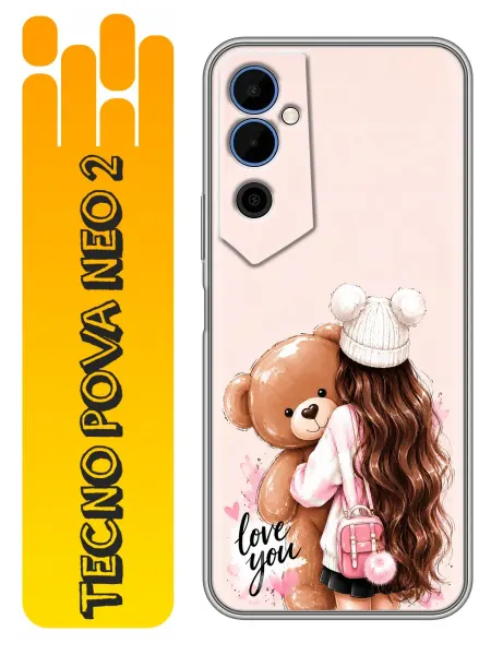 360skin Чехол на Tecno Pova Neo 2 Девочка с мишкой для девочек