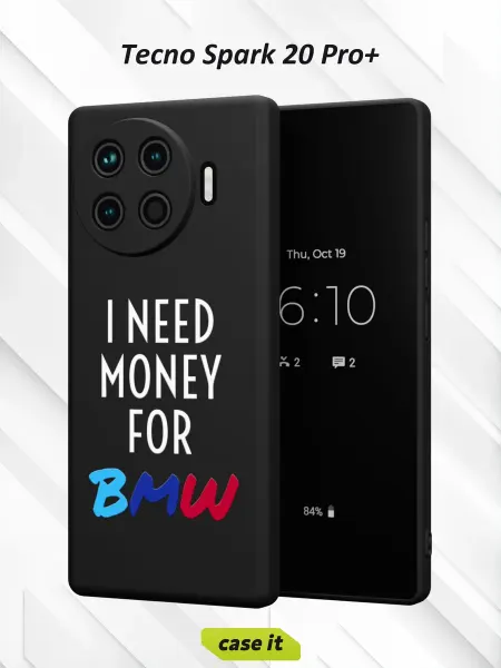Case it Чехол на Tecno Spark 20 Pro +с принтом I need money