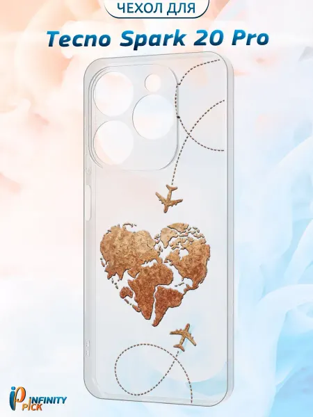 Infinity pick Чехол на Tecno Spark 20 Pro с принтом love travel