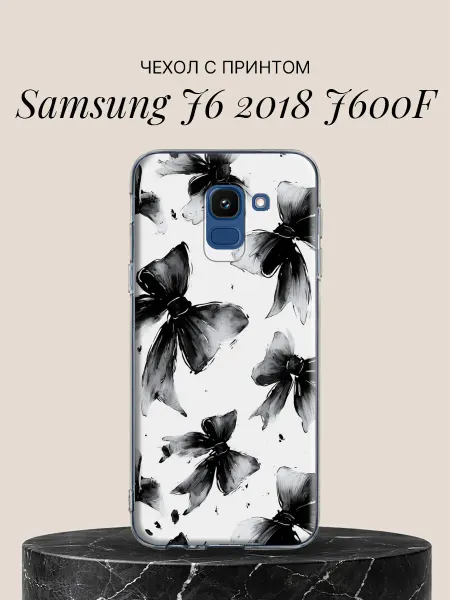 Samsung Чехол на J6 2018 J600F с принтом Чёрные банты