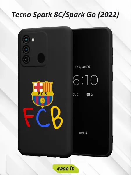 Case it Чехол на Tecno Spark 8C GO 2022 с принтом аббревиатура FCB