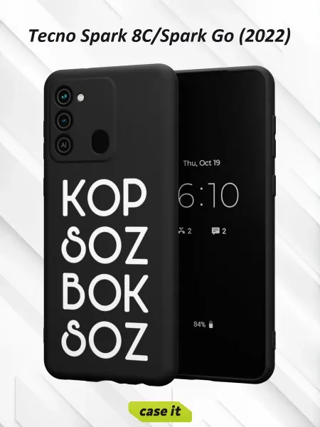 Case it Чехол на Tecno Spark 8C GO 2022с принтом Kop soz bok soz