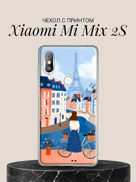 Xiaomi Чехол на Mi Mix 2S Девушка с велосипедом в Париже