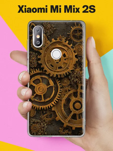 Xiaomi Чехол на Mi Mix 2S с принтом Золотые шестерёнки
