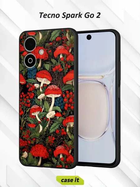 Case it Чехол на Tecno Spark Go 2с принтом Мухоморы