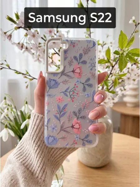 Good Luck Clover Чехол на Samsung Galaxy S22 Цветочный Принт (3)