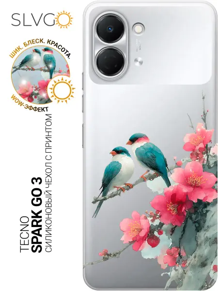 SLVGO Чехол на Tecno Spark Go 3 с сакурой