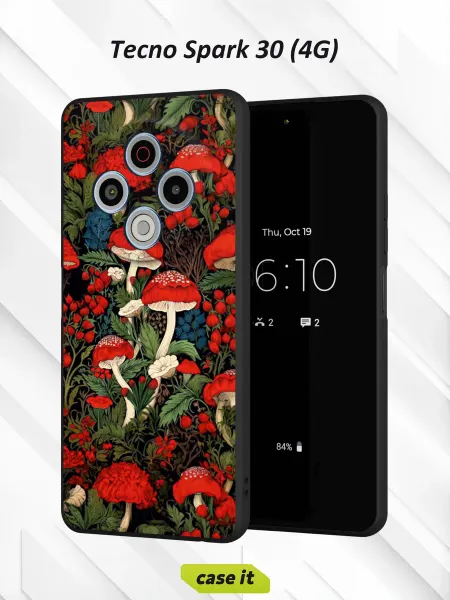 Case it Чехол на Tecno Spark 30 4Gс принтом Мухоморы
