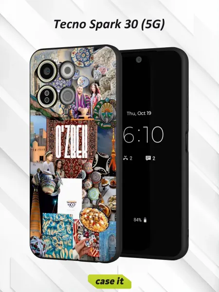 Case it Чехол на Tecno Spark 30 5Gс принтом O'ZBEK