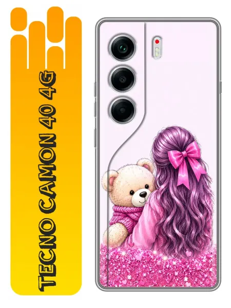 360skin Чехол на Tecno Camon 40 Девочка с мишкой для девочек