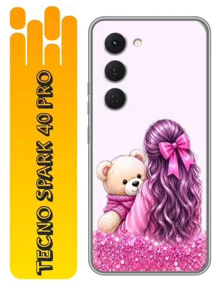 360skin Чехол на Tecno Spark 40 Pro Девочка с мишкой для девочек