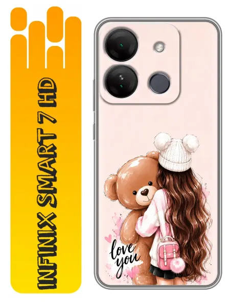 360skin Чехол на Infinix Smart 7 HD Девочка с мишкой для девочек