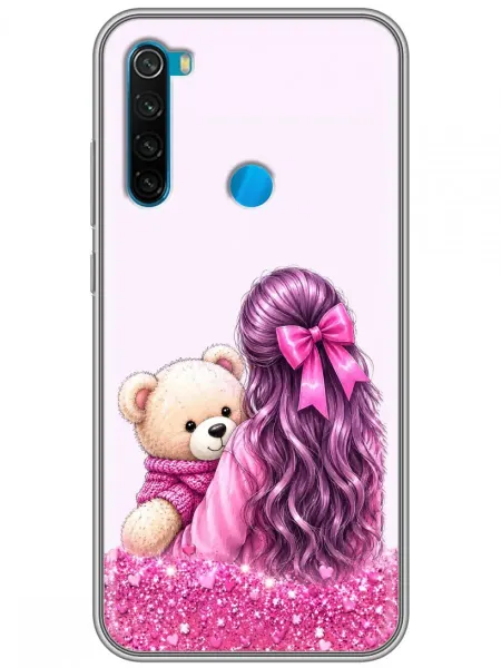 360skin Чехол на Xiaomi RedMi Note 8 Девочка с мишкой для девочек