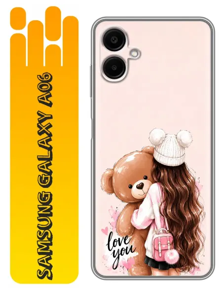 360skin Чехол на Samsung Galaxy A06 Девочка с мишкой для девочек