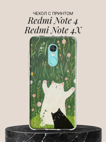 Xiaomi Чехол на Redmi Note 4 Redmi Note 4X Котики в цветах