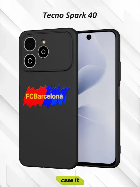 Case it Чехол на Tecno Spark 40 с принтом надпись FC Barcelona
