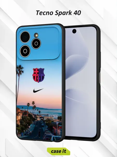 Case it Чехол на Tecno Spark 40 с принтом Барселона и логотип Nike
