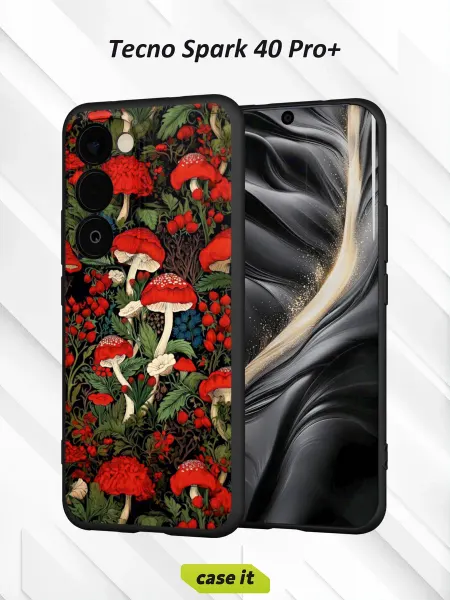 Case it Чехол на Tecno Spark 40 Pro+с принтом Мухоморы