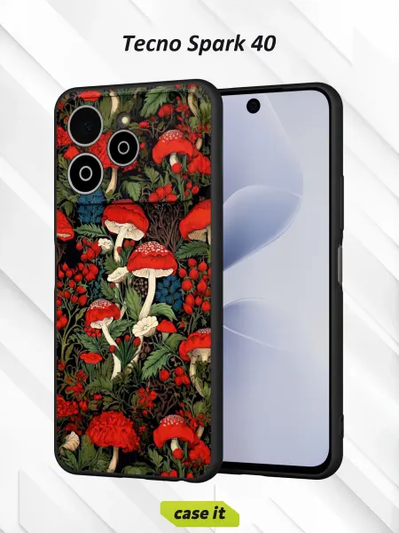 Case it Чехол на Tecno Spark 40с принтом Мухоморы