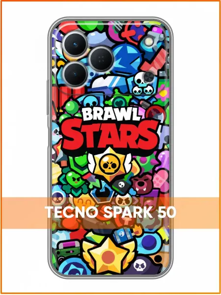 Case Face Чехол на Tecno Spark 50 с принтом Brawl Stars