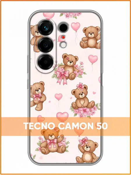 Case Face Чехол на Tecno Camon 50 с принтом Мишки с шариками