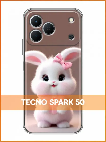 Case Face Чехол на Tecno Spark 50 с принтом Зайчик с бантиком