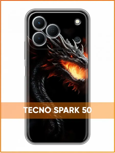 Case Face Чехол на Tecno Spark 50 с принтом Дракон