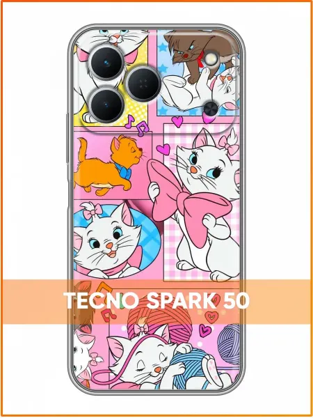 Case Face Чехол на Tecno Spark 50 с принтом Коты коллаж