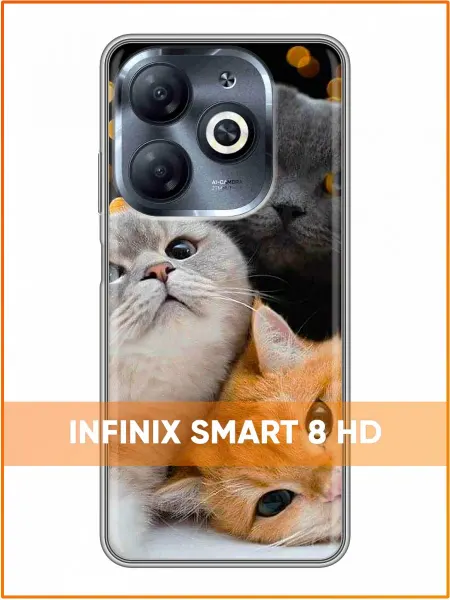 Case Face Чехол на Infinix Smart 8 HD с принтом Коты крупно