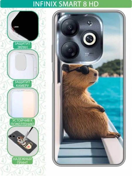 InThisCase Чехол на Infinix Smart 8 HD с принтом Капибара