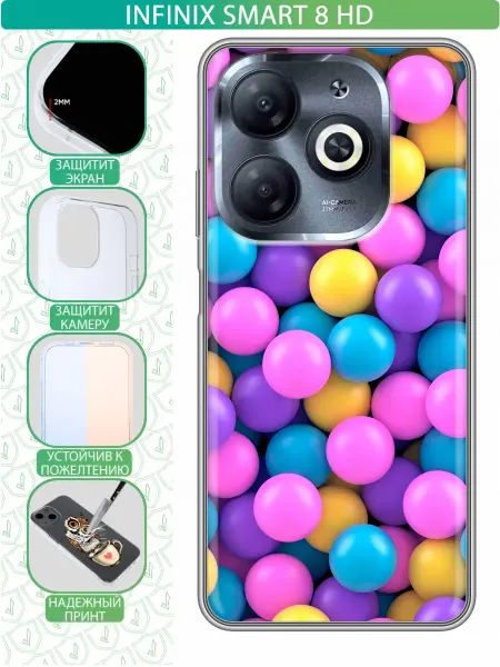 InThisCase Чехол на Infinix Smart 8 HD с принтом Шарики