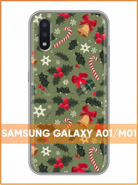Case Face Чехол на Samsung Galaxy A01 с принтом Новый год ассорти