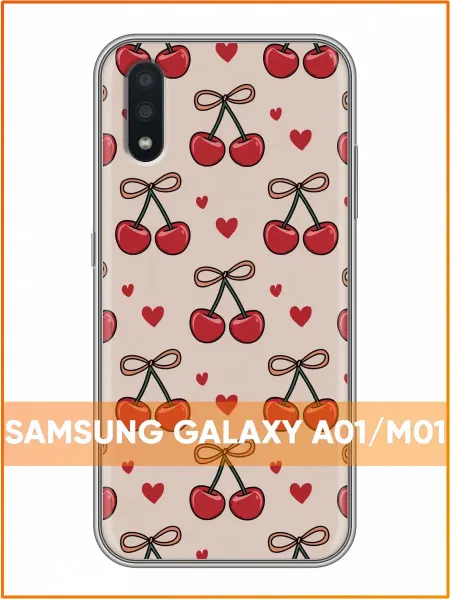 Case Face Чехол на Samsung Galaxy A01 с принтом Вишенки
