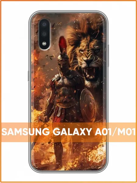 Case Face Чехол на Samsung Galaxy A01 с принтом Лев и воин