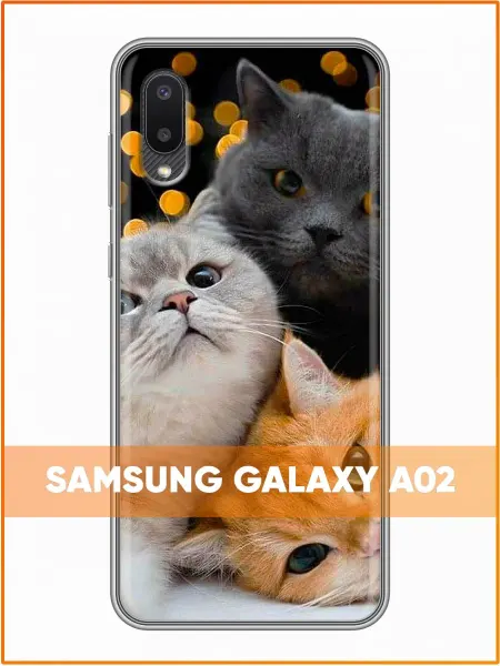 Case Face Чехол на Samsung Galaxy A02 с принтом Коты крупно