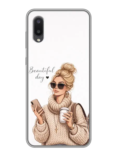 ChesnoCase Чехол на Samsung Galaxy A02 женский с кофе