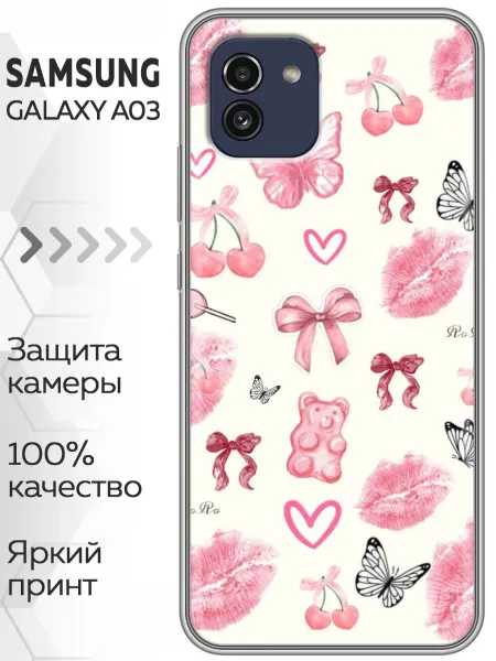 Marketclub Чехол на Samsung Galaxy A03 бантики вишенки