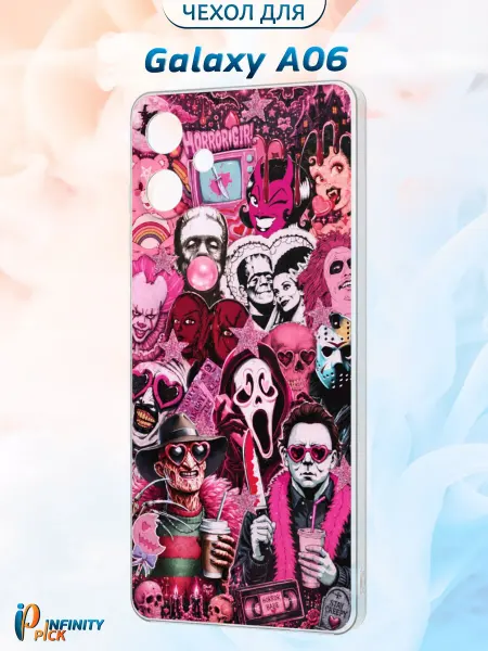 Infinity pick Чехол на Galaxy A06 с принтом Хоррор коллаж