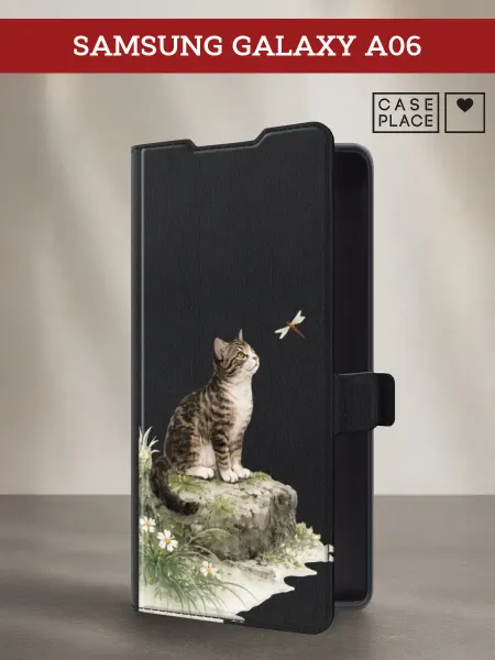 Samsung Чехол-книжка на A06 с котом
