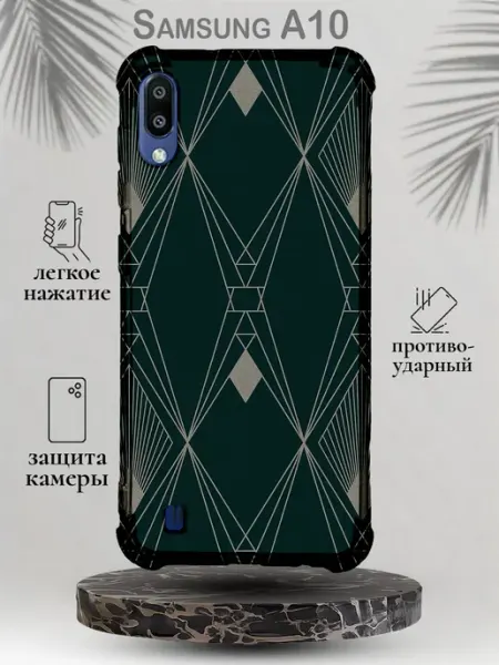 SteepCase Чехол на Samsung A10 аргайл зелёный золото