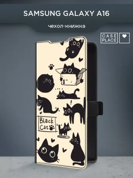 Samsung Чехол-книжка на A16 с котиками