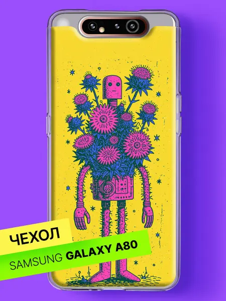 Samsung Чехол на A80 с принтом Киборг с цветочной головой