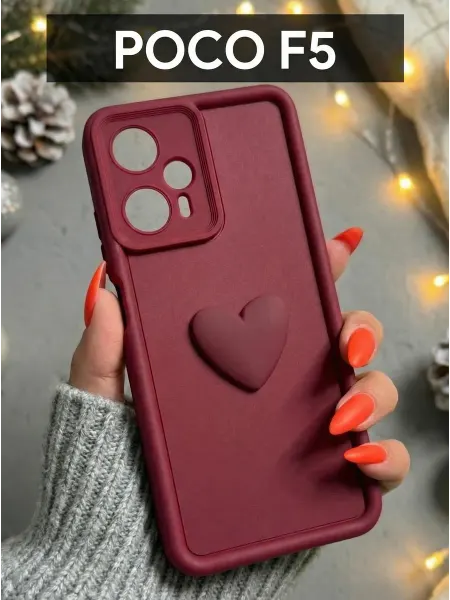 Red Cat Чехол на Xiaomi POCO F5 Сердечко Бордо