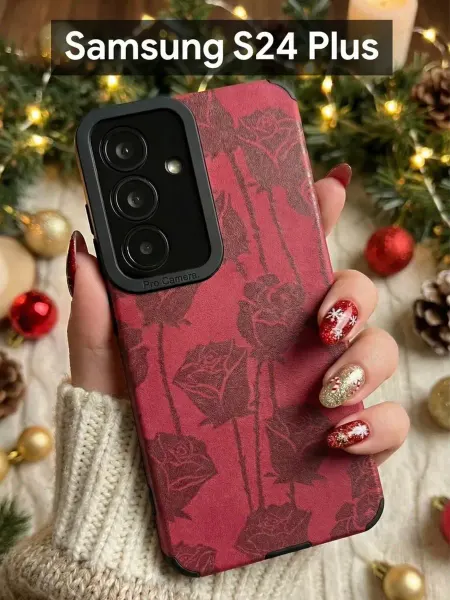 Red Cat Чехол на Samsung Galaxy S24 Plus Нубук Бордо