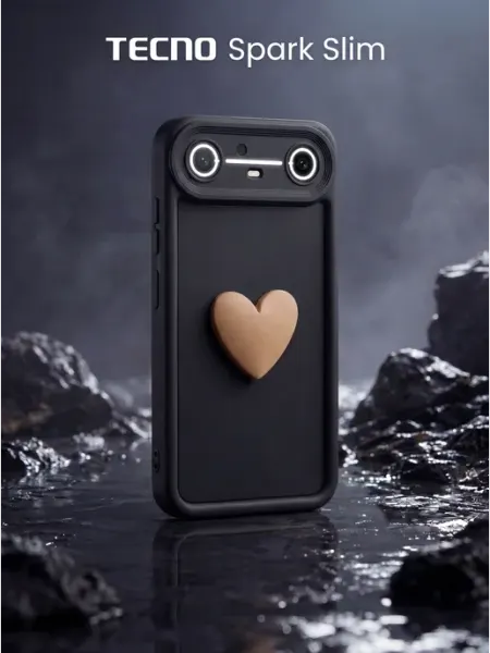 URBAZZA Чехол на Tecno Spark Slim с объёмным сердцем