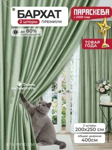 Параскева Шторы бархатные плотные в спальню гостиную 2 шт 200х250 см