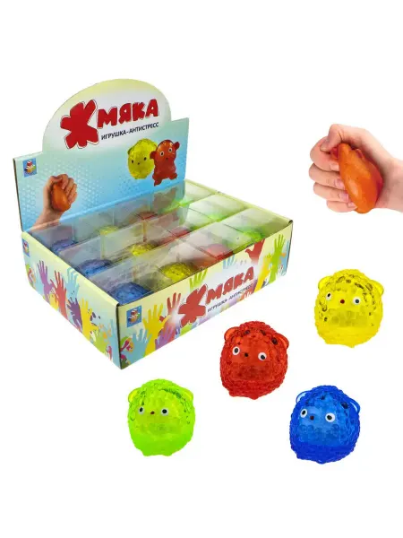 1TOY Игрушка-антистресс Жмяка с шариками овечка, желтая, 1 шт