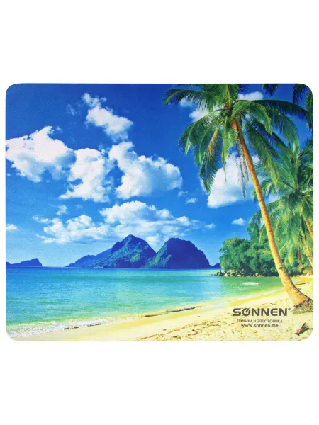 SONNEN Коврик для мыши "BEACH", резина + ткань, 260х220х3 мм
