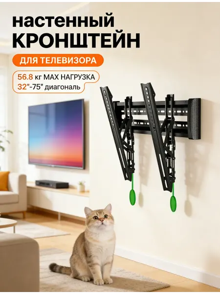 Krasmee Кронштейн для телевизора для 32 75 дюймов регулируемый