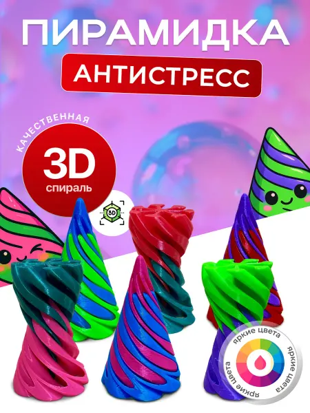 Антистресс игрушка 3D конус цвет голубой-розовый